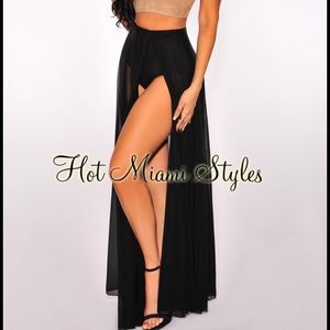 Black sheer wrap maxi skirt